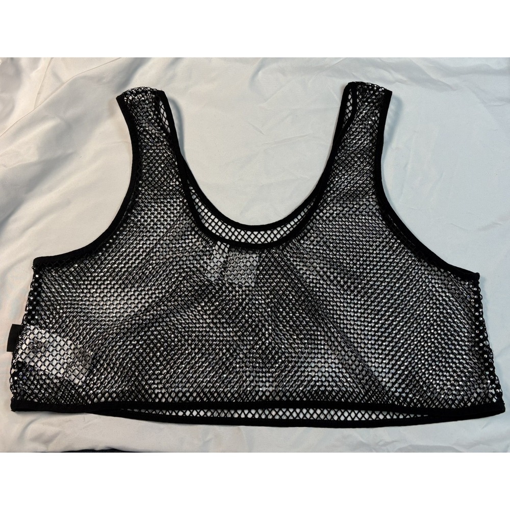 RARE adidas Originals Adilenium Rhinestone Mesh Top Tank Black Medium M EUC